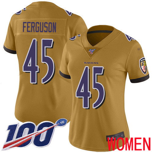 Baltimore Ravens Limited Gold Women Jaylon Ferguson Jersey NFL Football #45 100th Season Inverted Legend